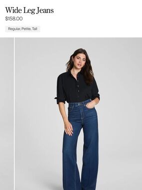 SPANX Dark Blue High-Rise Wide Leg Jeans